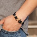 Miniatyrbillede 2 af 3: Mænds Sort Anker Armbånd i Høj Kvalitet Læder Gave til DXGHC