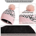 Miniatyrbillede 3 af 7: Leopard Beanie Hat, Halsklæde og Touch Screen Handsker Sæt med Pompom til Kvinder