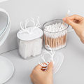 Miniatyrbillede 2 af 4: Bomuldsopbevaringsglas, 2 beholdere til vatpinde, Transparent DXGHC