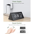 Miniatyrbild 6 av 7: Trä Digital Väckarklocka, Digital Klocka med Snooze/Datum/Temperatur