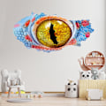 Miniatyrbillede 5 af 7: 3D Brudt Mur Vision Dinosaur Lizard Øjne Vægsticker Stue R