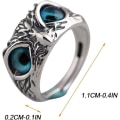 Miniatyrbillede 3 af 5: Justerbar Sterling Sølv Demon Eye Owl Ring, Demon Eye Owl Ring
