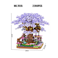 Miniatyrbillede 4 af 7: 2200 stk. Mini Byggeklodser Lilla Kirsebærblomst Træhus Model
