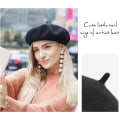 Miniatyrbilde 4 av 7: Dame Ullfransk Beret Beanie Vinterhatt Floppy Cap-B