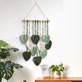 Miniatyrbillede 5 af 5: Boheme Chic Fjer Macrame Væghængende Tapet Håndlavet Vævet