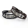 Miniatyrbillede 1 af 5: Vintage ugle ko-læder armbånd mænds flettet armbånd, vintage flettet