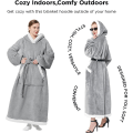 Miniatyrbilde 5 av 6: Oversized bærbart pledd-hettegenser, lang Sherpa fleece pledd-genser