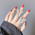 Miniatyrbilde 5 av 5: Cubic Zirconia Butterfly Ring med Glitrende Krystall Sløyfe Knuckle