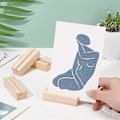 Miniatyrbillede 4 af 5: 10 Pakke Træ Pladskort Holdere Træ Menu Skilt Holder Bordnumre Kort Display Stativ Til Bryllup Middag Hjem
