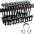 Miniatyrbilde 1 av 5: Dusjforhengringer, Rustfrie Metall Dobbel Glide Dusjforheng