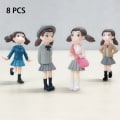 Miniatyrbillede 1 af 7: 8 stk./sæt Pvc Fe-havefigurer Miniature Engel Piger Harpiks C