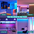 Miniatyrbillede 5 af 5: 100ft LED-striplys til soveværelse, musik synkroniseret RGB farveskiftende lys med APP og 44-tasters fjernbetjening, perfekt til