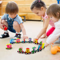 Pikkukuva 5 / 6: 12-osainen puinen junarata, jossa on magneettiset numerot, sisältää 1 veturin, taaperoille pojille ja tytöille, yhteensopiva