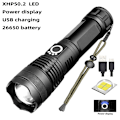 Miniatyrbillede 1 af 6: USB genopladelig xhp70 nødblysflashlight p50 stærk lys