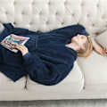 Miniatyrbillede 7 af 7: Vinter Hættetrøje-Tæppe Kvinder Oversized Fleece Tæppe Med