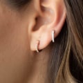 Miniatyrbilde 5 av 5: 14K gullbelagte kubiske zirkonia mansjettøreringer Huggie Stud rose gull
