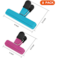 Miniatyrbillede 2 af 5: Chip Clips (4 Store og 4 Små), 8 Pakke Madklemmer, Pose Klemmer
