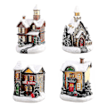 Miniatyrbild 1 av 2: 4st julbordsdekorer Lysande litet hus pryder Färg DXGHC