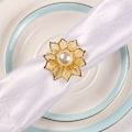 Miniatyrbild 2 av 4: Serviettringar, pärl-legering ihålig blomma serviettringar set om 12 DXGHC
