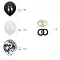 Miniatyrbillede 5 af 5: Sorte og hvide latexballoner, 60 stk. Konfettiballoner/Helium Balloner