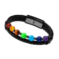 Miniatyrbillede 3 af 5: DIY Hotsælgende Læderarmbånd Punk Stil Vind Håndlavet Sten Stai