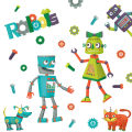 Miniatyrbillede 1 af 5: Robot Robot Kat Robot Hund Skrue Vægmærke Stue Soveværelse