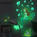Miniatyrbild 6 av 7: Luminous sjöjungfru kreativa väggdekaler barnrum sovrum c