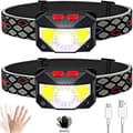 2-pak 50000LM Kraftig LED Hodelykt Sensor Hodelys USB Ladbar