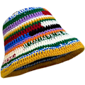 Miniatyrbild 1 av 4: Färgglad Bucket Hat för Kvinnor Män Stickad Hatt Vävande Rand DXGHC