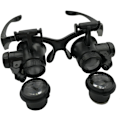 Miniatyrbilde 5 av 6: Forstørrelsesglass med 2 LED-lys, 4 avtakbare linser, hodemontering