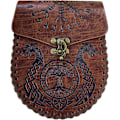 Miniatyrbild 1 av 7: Brun Präglad Bältesväska, Vintage Viking Läder Midjeväska