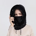 Miniatyrbilde 5 av 5: Vinterlue Votter for Kvinner En-delt Fleecefôret Strikket Balaclava M