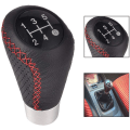 Miniatyrbillede 6 af 6: Universal 5 Trins Manuel Gear Knob Lever Bildel Læder, Rød