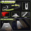 Miniatyrbilde 5 av 6: USB-oppladbart LED-hodelykt, kraftig hodelykt, justerbar vinkel