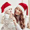 Miniatyrbillede 2 af 5: 2-delt familie matchende julehue Vinter varm mor og baby