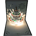 Miniatyrbilde 5 av 7: 1 stk 3D Pop Up Bursdagskort, Varme LED-lys Bursdagskake Musikk