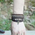 Miniatyrbild 5 av 5: Enkel retro set armband flätad läder punk armband diy herr
