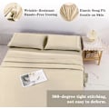 Miniatyrbilde 2 av 5: Sengesett 4 deler ekstra mykt luksusbørstet mikrofiber 1800 trådtall med dype lommer（Beige，Størrelse: King）