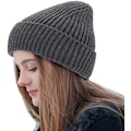 Miniatyrbilde 2 av 5: Grå Good Threads Beaniehatt Varm Strikket Hatt Tykk Strikket Skallehette