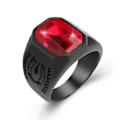 Miniatyrbillede 1 af 5: Sort Rustfrit Stål Rød Krystal Cyklist Ring Krystal Ring Garne
