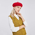 Miniatyrbilde 4 av 7: Dame Ullfransk Beret Beanie Vinterhatt Floppy Cap - Rød