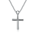 Miniatyrbild 1 av 4: Halsband med stort korshänge för män, 24 tum silverkedja