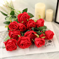 Miniatyrbillede 2 af 5: 12 stk. Kunstige Blomst Rose Blomster Fløjl Falsk Lang Stilk DXGHC