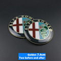 Miniatyrbillede 2 af 3: Bilemblem til bilhjelm og bagagerum, dekoration, til Alfa Romeo Giulietta Giulia Stelvio Spider Mito 147156159166 GT Car Styling 2 stk (guld)60MM