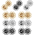 Miniatyrbillede 3 af 5: 30 Par Syknapper i Metal med Blomstrende Design, Messing, DXGHC
