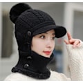Miniatyrbillede 3 af 7: Damer Enkelt Slouchy Fleece Beanie Hat Halsklæde Maske Varmt Vinter