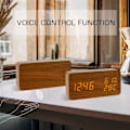 Miniatyrbild 3 av 5: LED Digital Väckarklocka Luftfuktighet Datum Temperatur Trälook Dekor