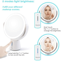 Miniatyrbillede 4 af 4: Auxmir Forstørrelsesspejl 1X 10X Drejelig 360 Grader To sider Makeup Spejl med LED Lys Justerbar i 5 Lysniveauer. [6627]