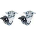 Pikkukuva 1 / 4: Harmaa kuminen kääntyvä pyörä jarrulla 50 mm 5,1 cm - 2 kpl sarja (EC2210) Grå