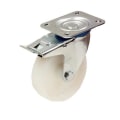 Pikkukuva 2 / 2: 100 mm 10,2 cm nailonpyörät - Heavy Duty, jarrutetut kääntyvät pyörät 150 kg - 2 kpl.